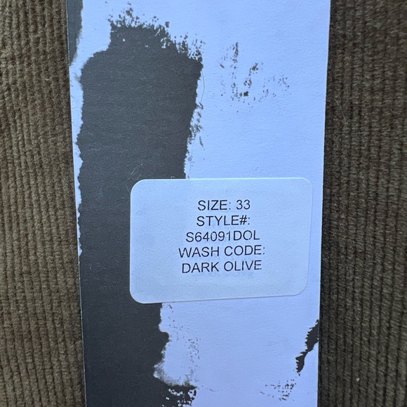 NWT Studio Blue Stitch Fix Dark Olive Straight Leg Corduroy Pants Sz 33 - Picture 5 of 12